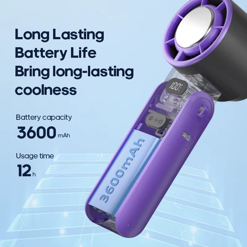New Outdoor Foldable Portable Handheld Fan 100 Wind Speeds Adjustable Mini Rechargeable 3600Mah Foldable Air Cooling Turbo Fan