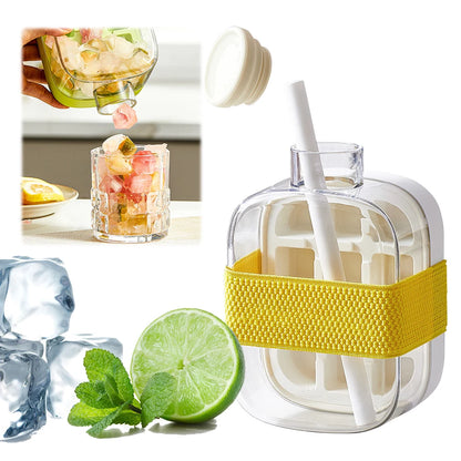 2-In-1 Ice Maker Ice Cube Bottle One-Click 500/800Ml Ice Mold Cooler Cup with Straw Lce Making Cup Outdoor Fitness Drink