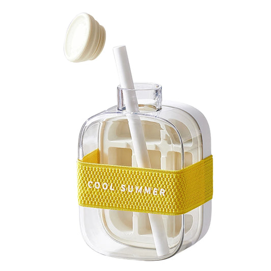 2-In-1 Ice Maker Ice Cube Bottle One-Click 500/800Ml Ice Mold Cooler Cup with Straw Lce Making Cup Outdoor Fitness Drink