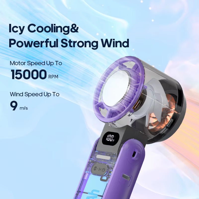 New Outdoor Foldable Portable Handheld Fan 100 Wind Speeds Adjustable Mini Rechargeable 3600Mah Foldable Air Cooling Turbo Fan