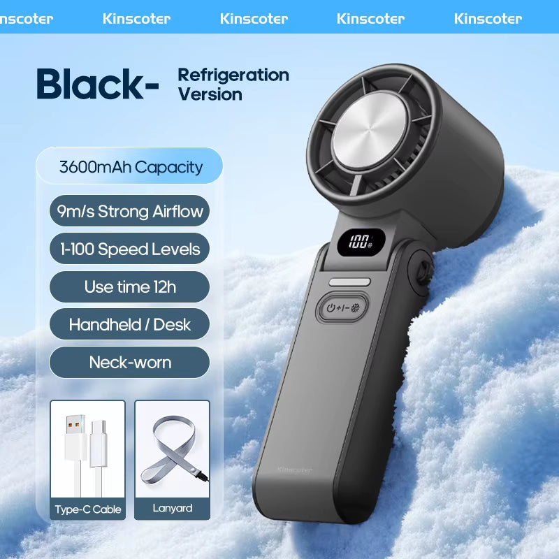New Outdoor Foldable Portable Handheld Fan 100 Wind Speeds Adjustable Mini Rechargeable 3600Mah Foldable Air Cooling Turbo Fan