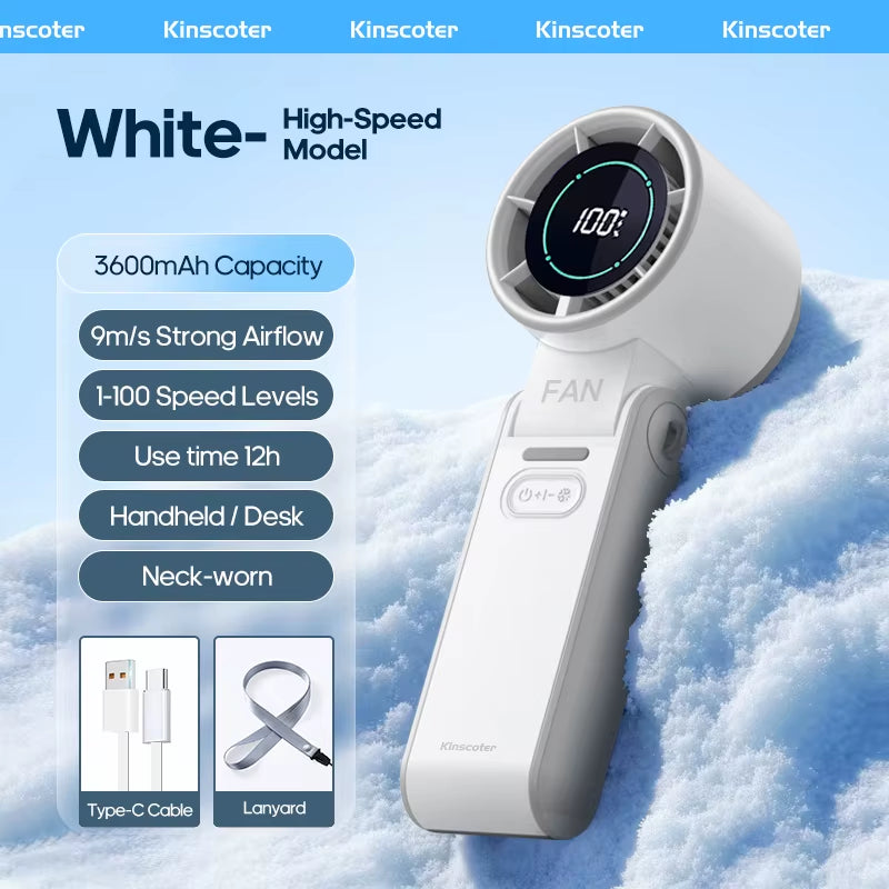 New Outdoor Foldable Portable Handheld Fan 100 Wind Speeds Adjustable Mini Rechargeable 3600Mah Foldable Air Cooling Turbo Fan
