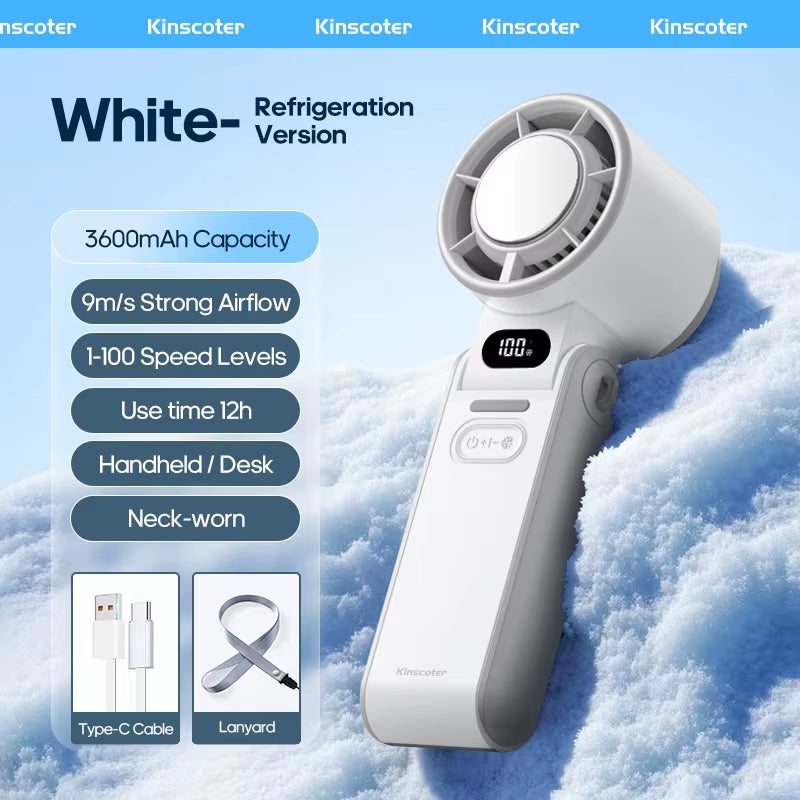 New Outdoor Foldable Portable Handheld Fan 100 Wind Speeds Adjustable Mini Rechargeable 3600Mah Foldable Air Cooling Turbo Fan